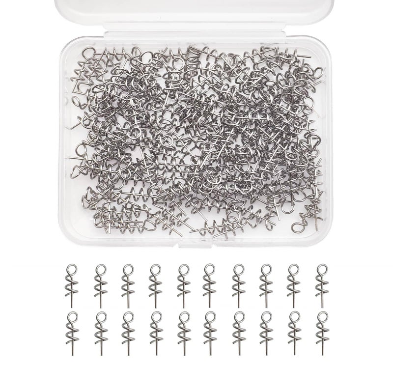 Drchoer Twist Lock Hook Centering Pin Spring for Fishing Worm Hook Soft Lure Bait Screws 150pcs/box - Length 0.6in - Image 1